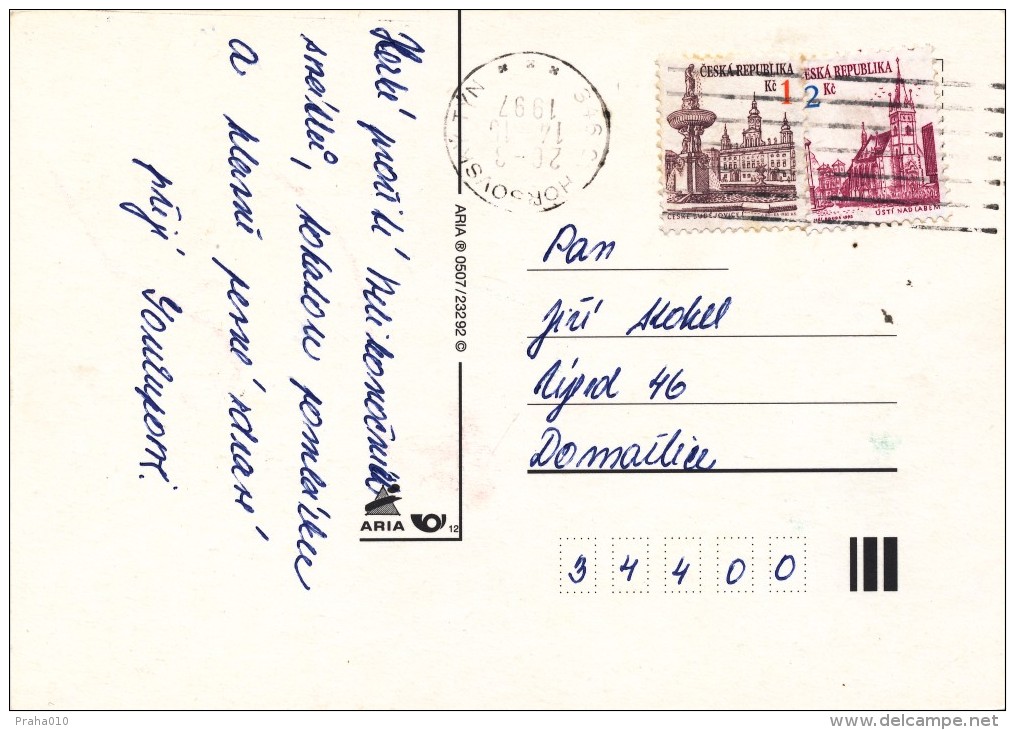 L0509 - Czech Rep. (1997) 346 01 Horsovsky Tyn (machine Postmark - Rotated Postmark), Postcard, Tariff: 3,00 Kc - Errors, Freaks & Oddities (EFO)