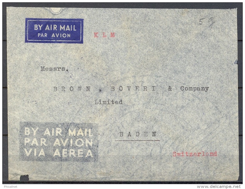 1934 , SIAM , SOBRE CIRCULADO POR LA COMPAÑIA KLM ENTRE BANGKOK Y BADEN , YV. 227 , 7 AER. - Siam