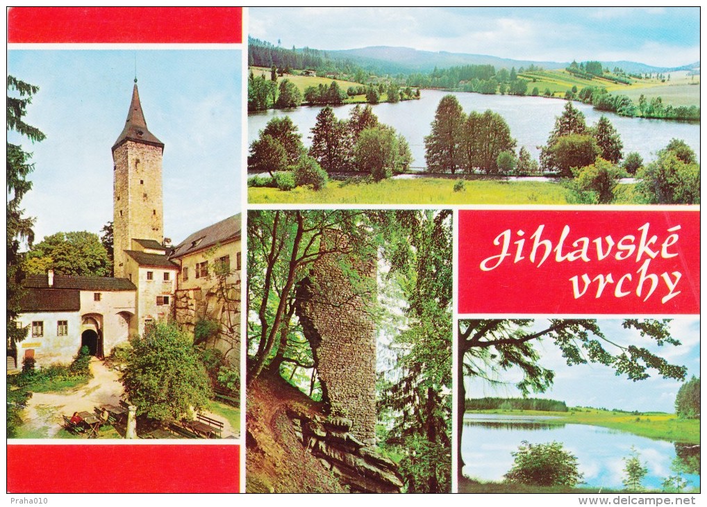 L0517 - Czechoslovakia (1972) Trest (postcard: Jihlava Mountains, Castle Rostejn) Tariff: 30h (stamp: Green Color Shift) - Plaatfouten En Curiosa