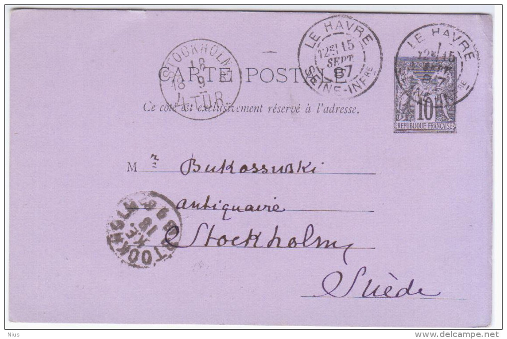 France Sweden Sverige 1887 Canceled In Le Harve, Stockholm - Other & Unclassified