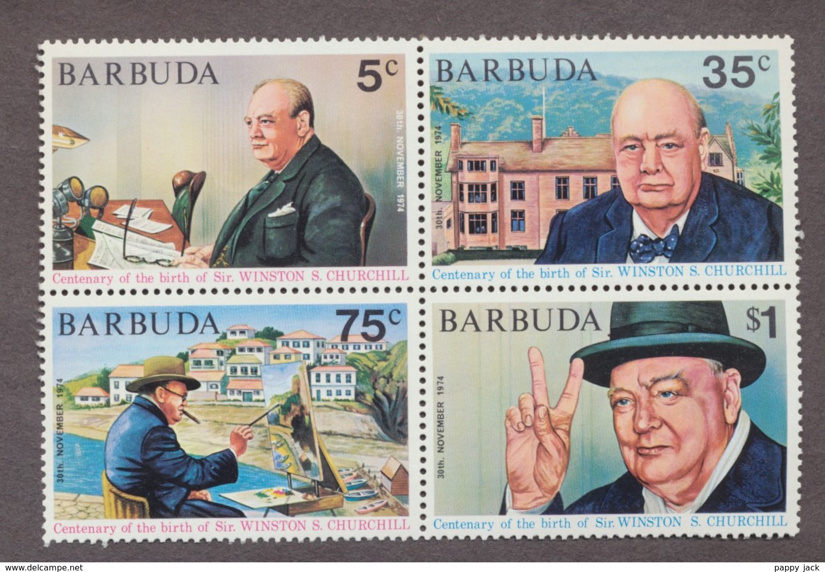 BARBUDA Block Of 4 Perf  30TH Anniv Centenary Of Birth Churchill - Sir Winston Churchill