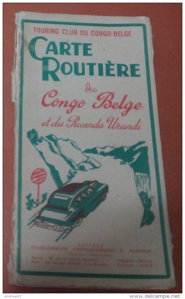 Carte Routière Du Congo Belge Et Du Ruanda Urundi - Touring Club Du Congo Belge - Patesson - Carte Stradali