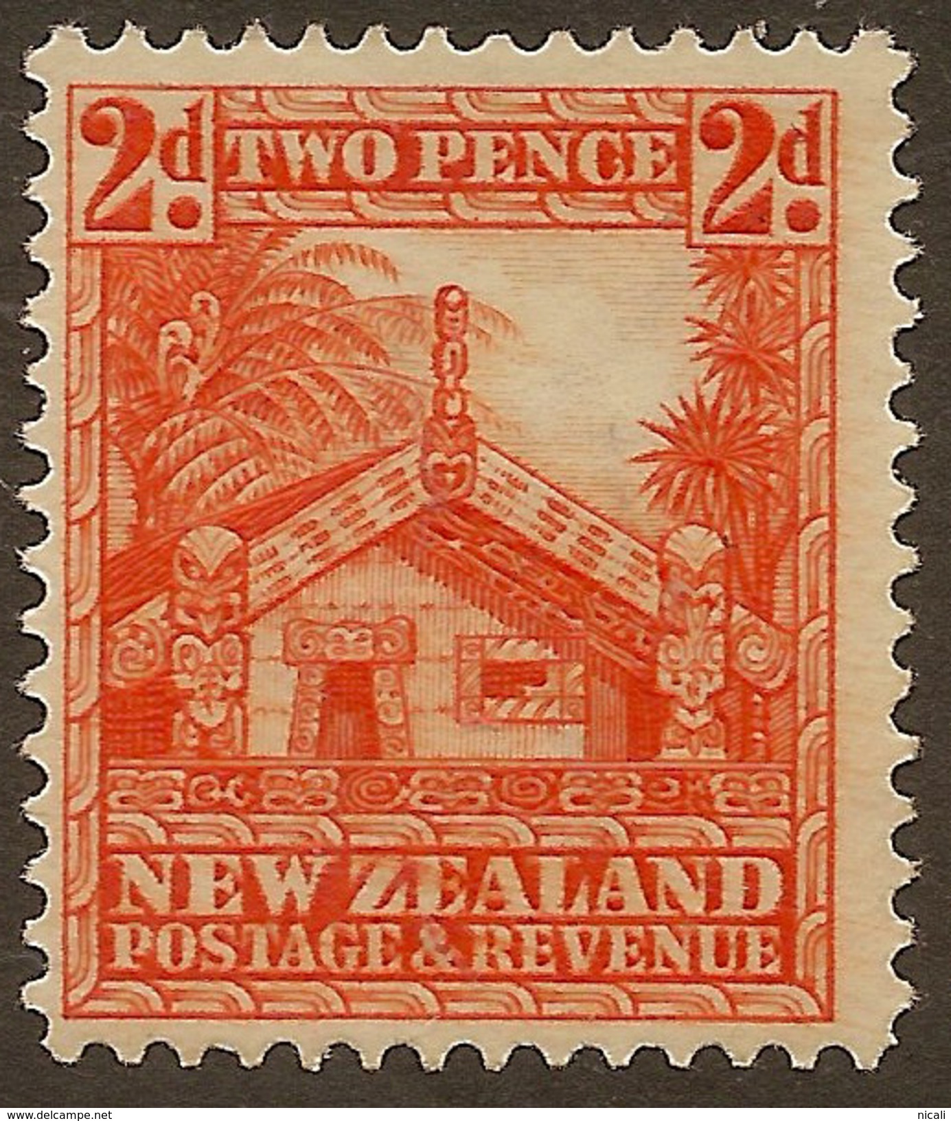 NZ 1935 2d Whare P14 SG 580c HM #WQ266 - Ongebruikt