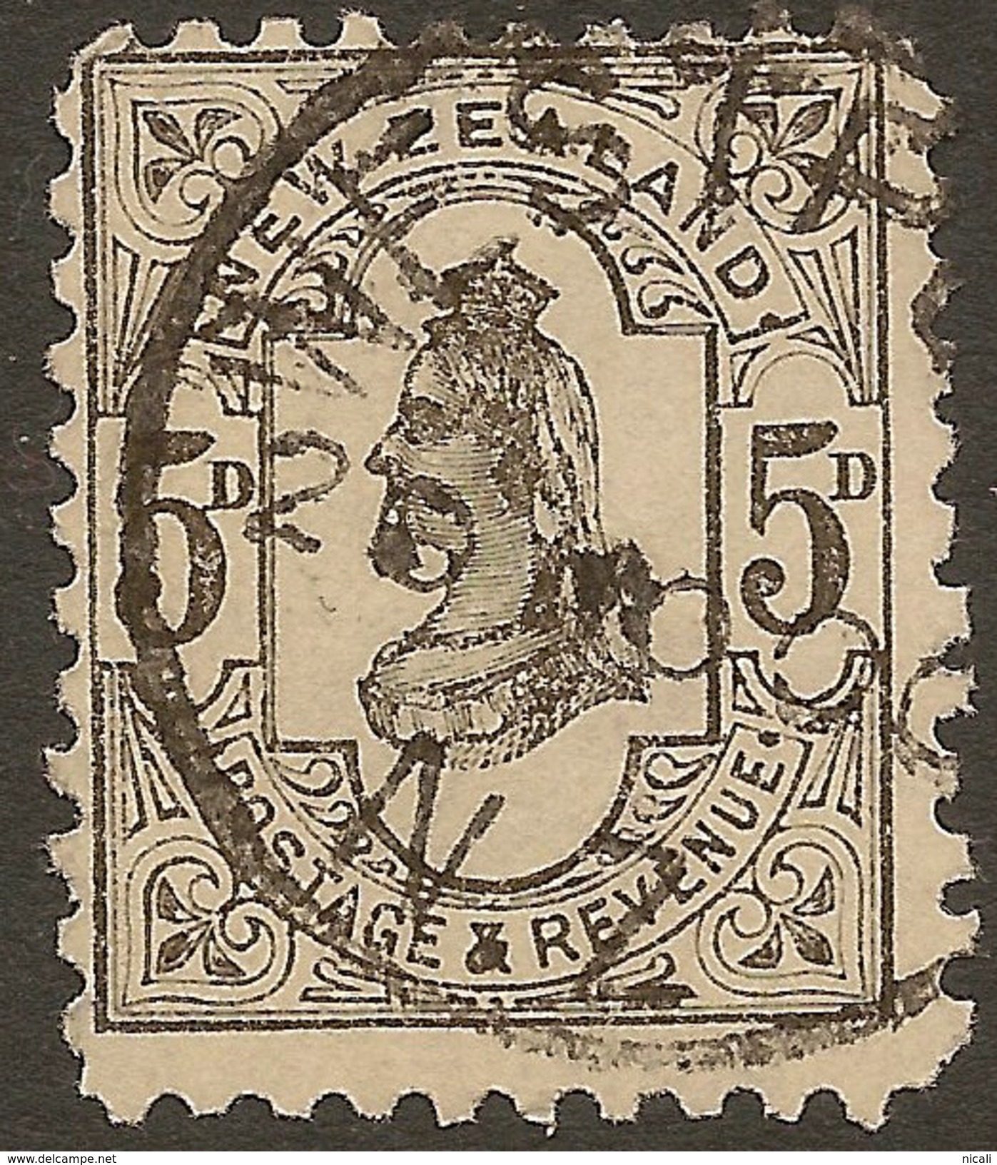 NZ 1882 5d Olive-black SSF QV P11 SG 242 U #WX63 - Used Stamps