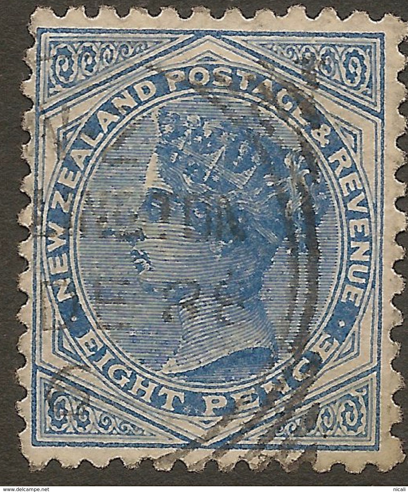 NZ 1882 8d Blue SSF QV SG 192 U #WX46 - Oblitérés