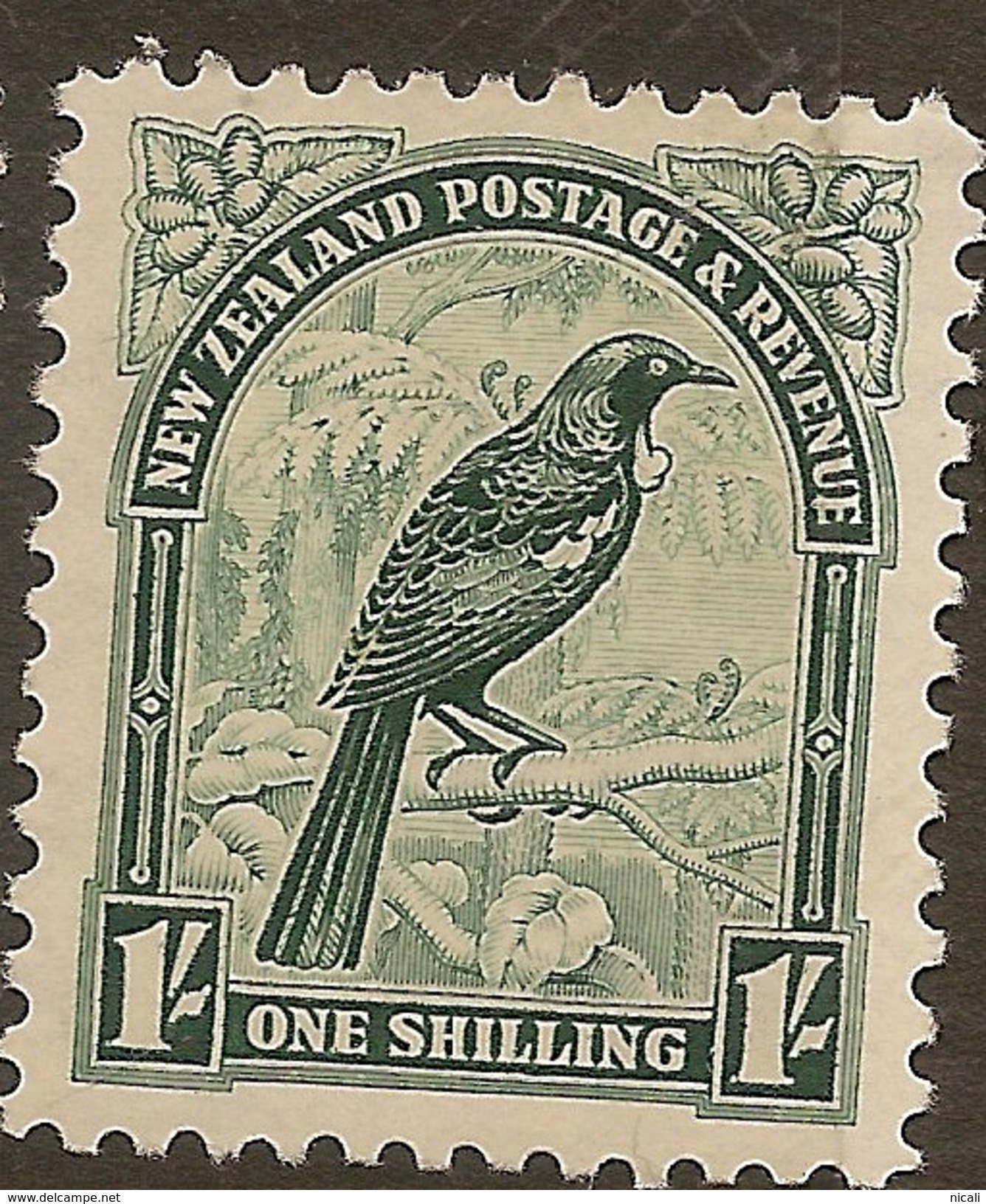 NZ 1935 1/- Tui P12.5 SG 588b HM #WQ288 - Ungebraucht