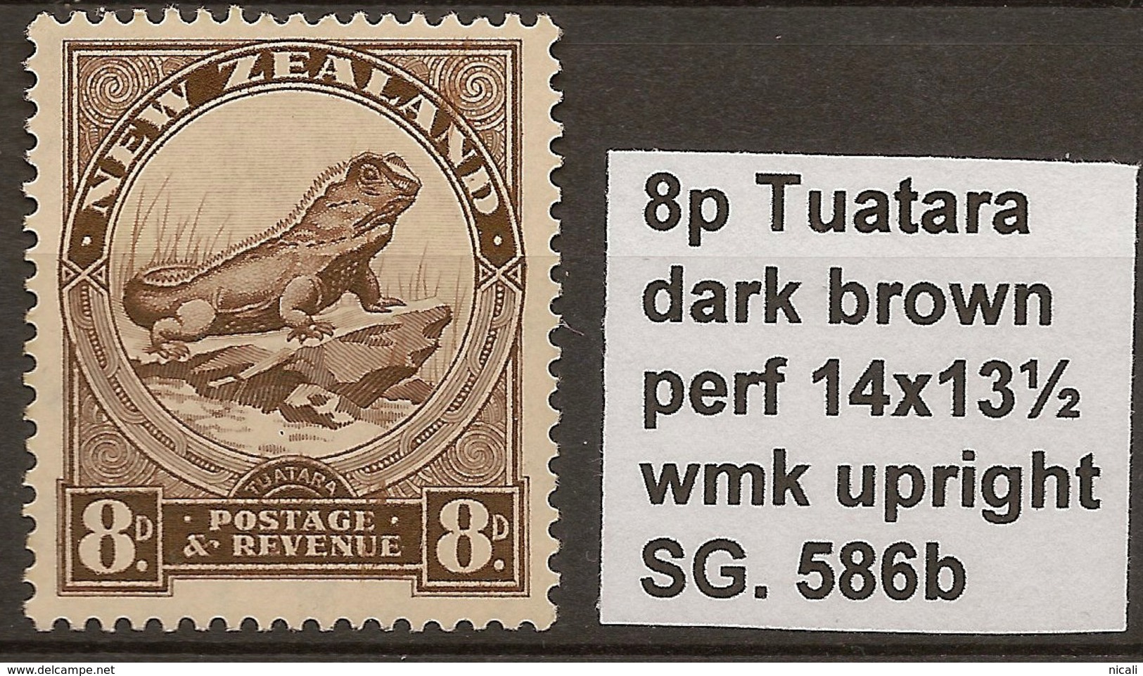 NZ 1935 8d Tuatara Wmk Upright SG 586b HM #WY342 - Neufs