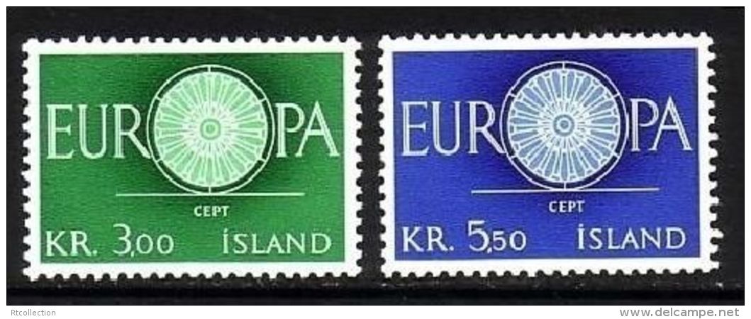 Iceland 1960 Europe Program Issue Europa-CEPT Europa CEPT 19 Spoke Wheel Stamps MNH SC 327-328 Michel 343-344 - Ongebruikt