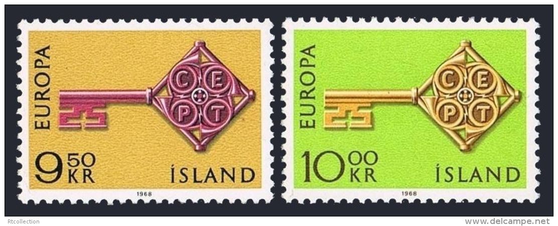 Iceland 1968 Europe Program Issue Europa-CEPT Europa CEPT Golden Key Stamps MNH SC 395-396 Michel 417-418 - Unused Stamps