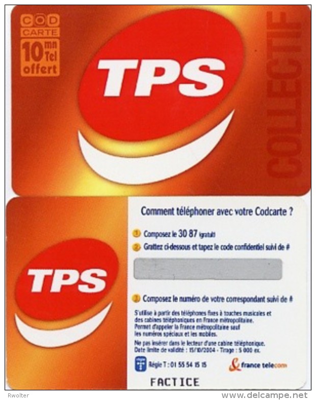 @+ Codcarte France Télécom -TPS - 10min (verso Mention Factice) - Tickets FT