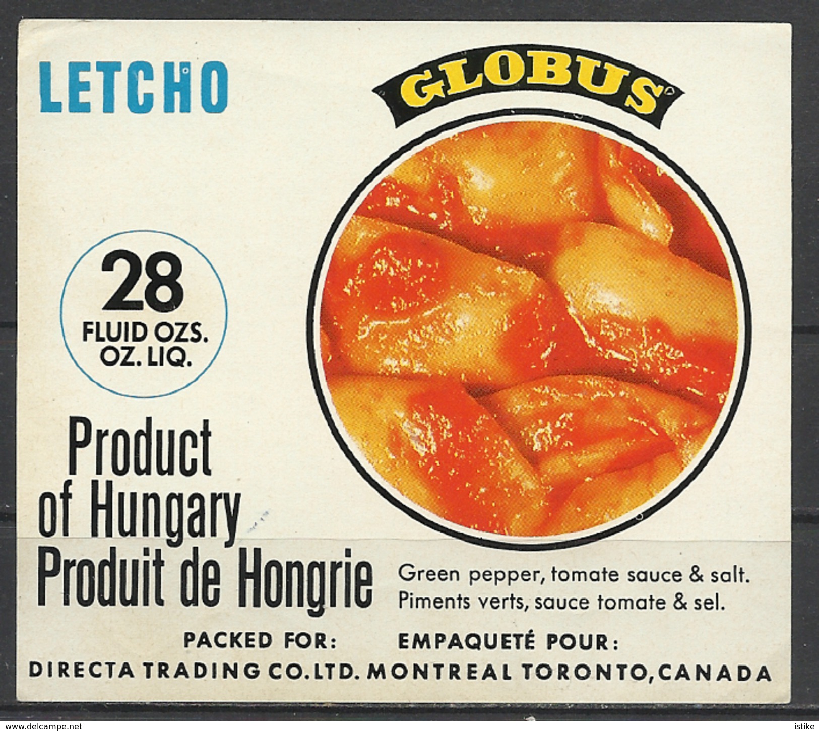 Hungary,"Globus", Letcho, Packed For Directa Trading Co. Canada. - Fruits & Vegetables