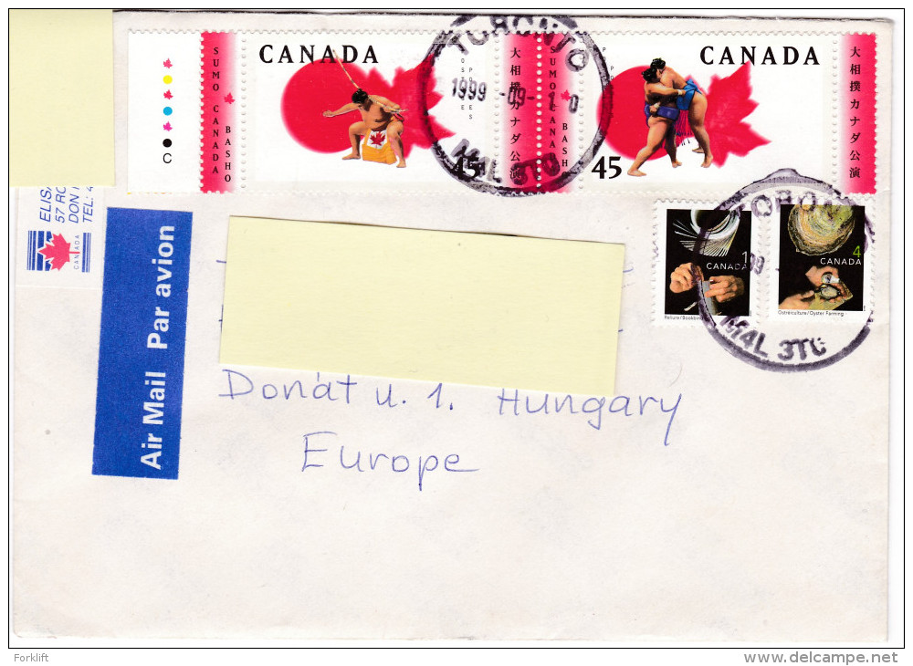 Canada Air Mail Letter To Hungary With Sumo Stamps - Unclassified