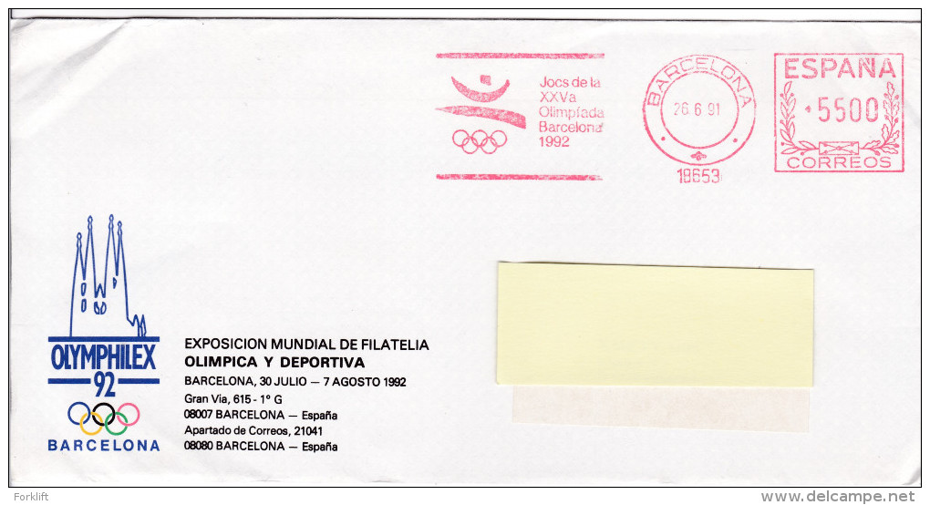 Olympiques Olympic 1992 Barcelona Red Meter Freistempel Ema OLYMPHILEX - Sommer 1992: Barcelone