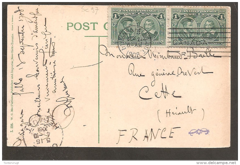 Scott No. 97 2x On Postcard 1908 - Histoire Postale