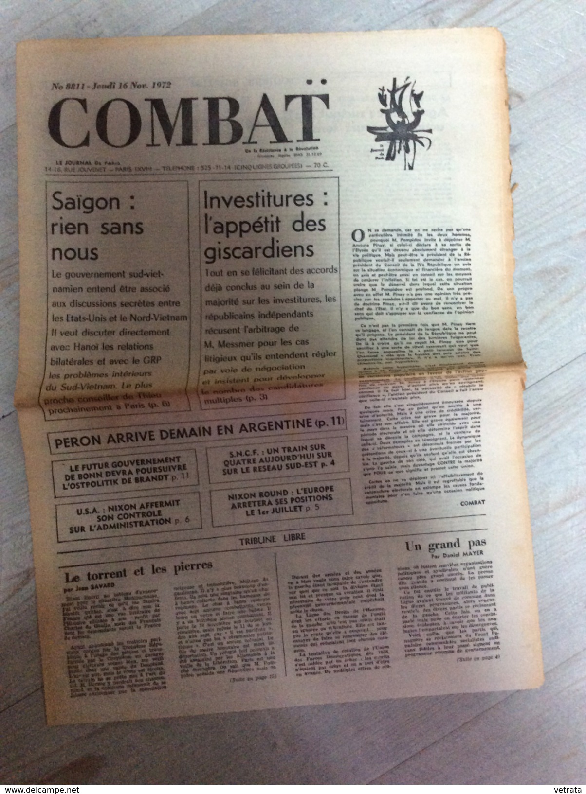 Combat N°8811 Du 16/11/72 : Saîgon - Peron - Nixon - J. Savard  (jauni) - Desde 1950