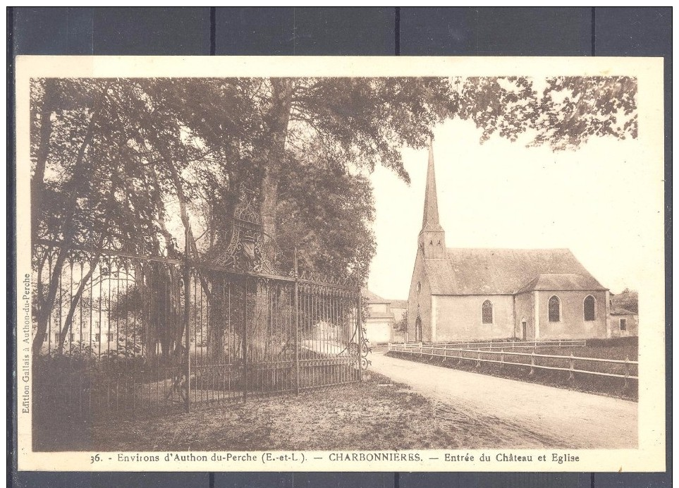 28   CHARBONNIERES  :  ENTREE  DU  CHATEAU  ET  EGLISE  .  (  2  SCANS R° V°  ) - Autres & Non Classés