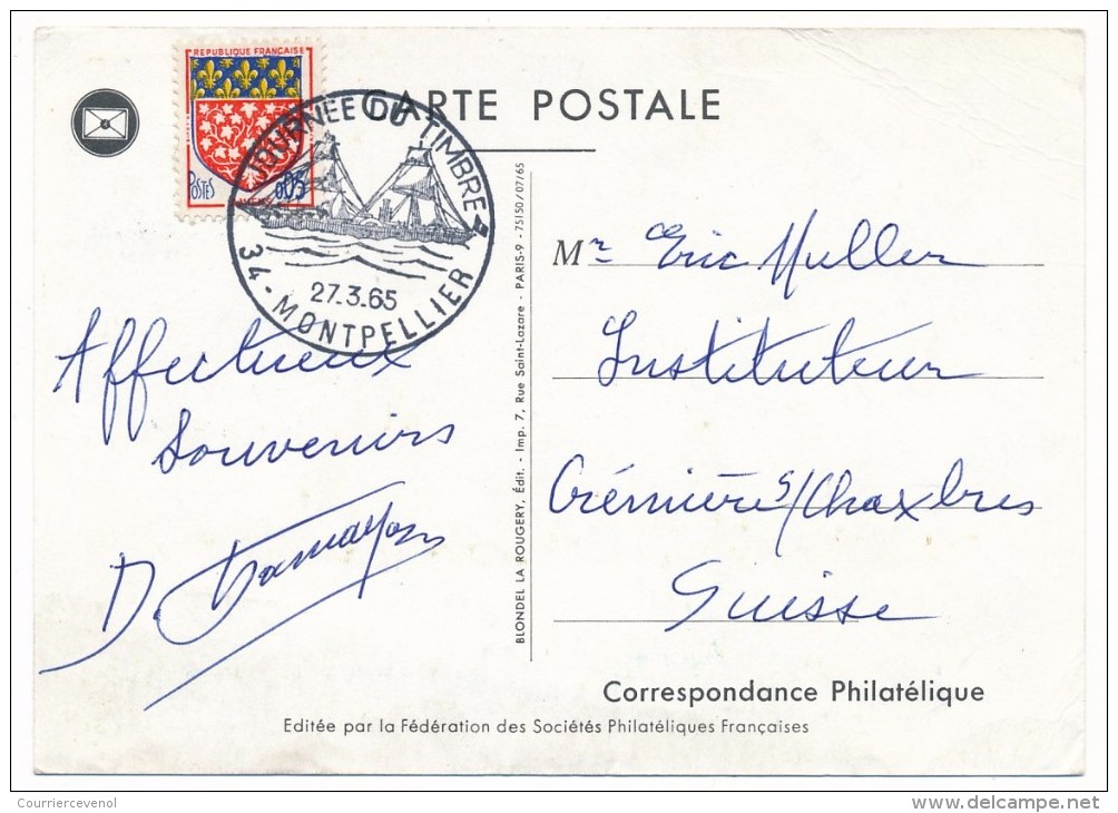 FRANCE => Carte Locale "Journée Du Timbre" 1960 -  MONTPELLIER - Giornata Del Francobollo