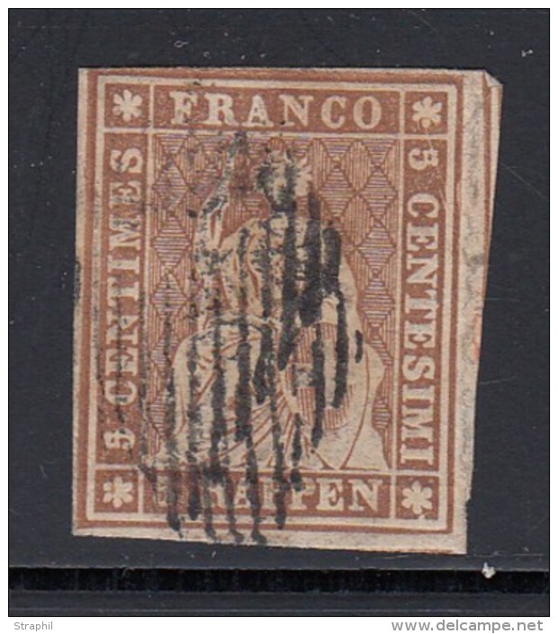N°22c (N°26a) - Fil De Soie Jaune - B/TB - 1843-1852 Federal & Cantonal Stamps