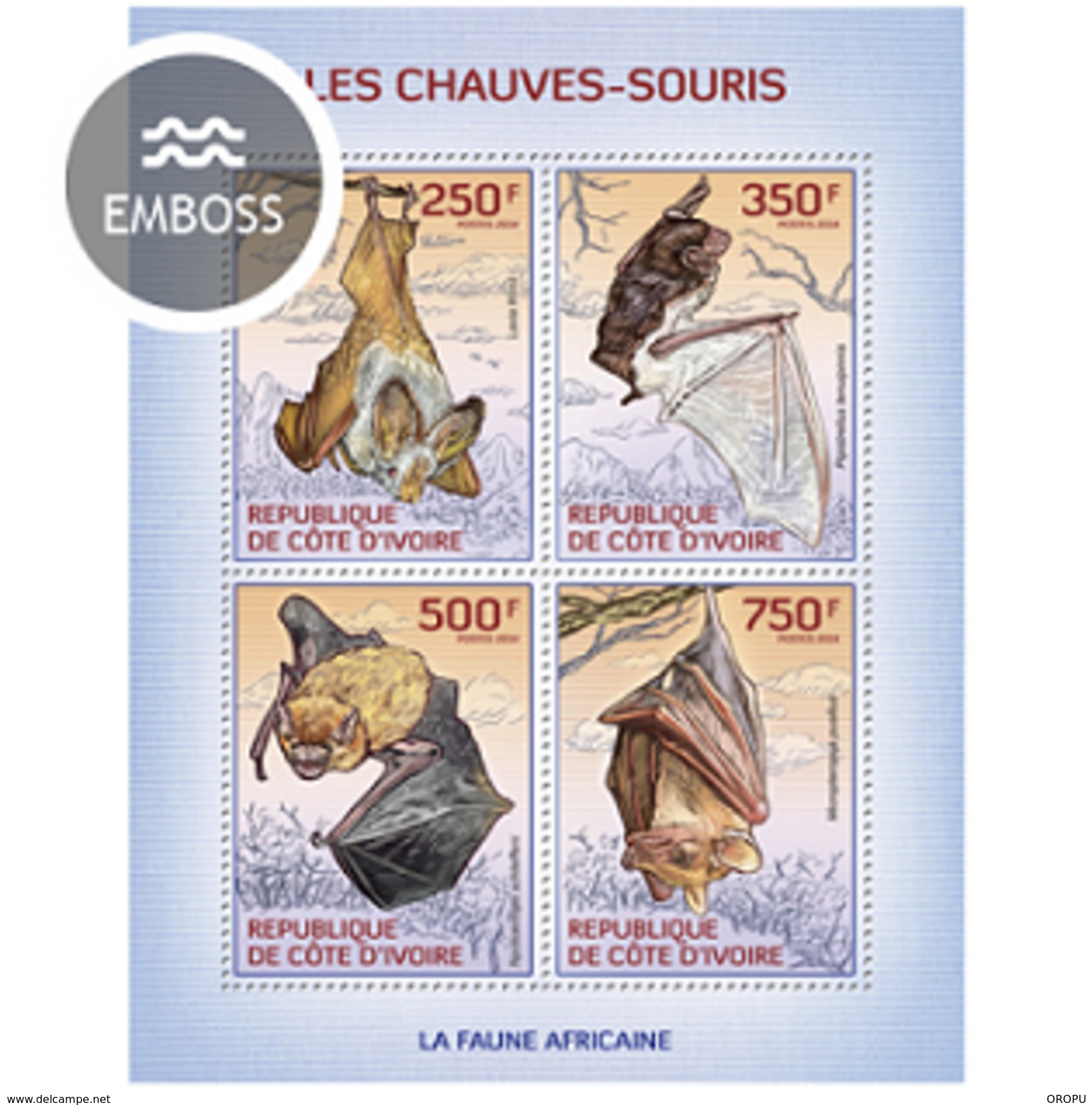 IVORY COAST SHEET. LES CHAUVES-SORIS. BATS. MURCIÉLAGOS. 2014. PERFORADO NUEVO. - Côte D'Ivoire (1960-...)