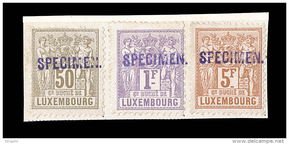 N°48/58 - Tous Surch. SPECIMEN - Collés S/fgts - Certificat BPA - N°55 Déft Sinon TB - 1895 Adolphe Right-hand Side