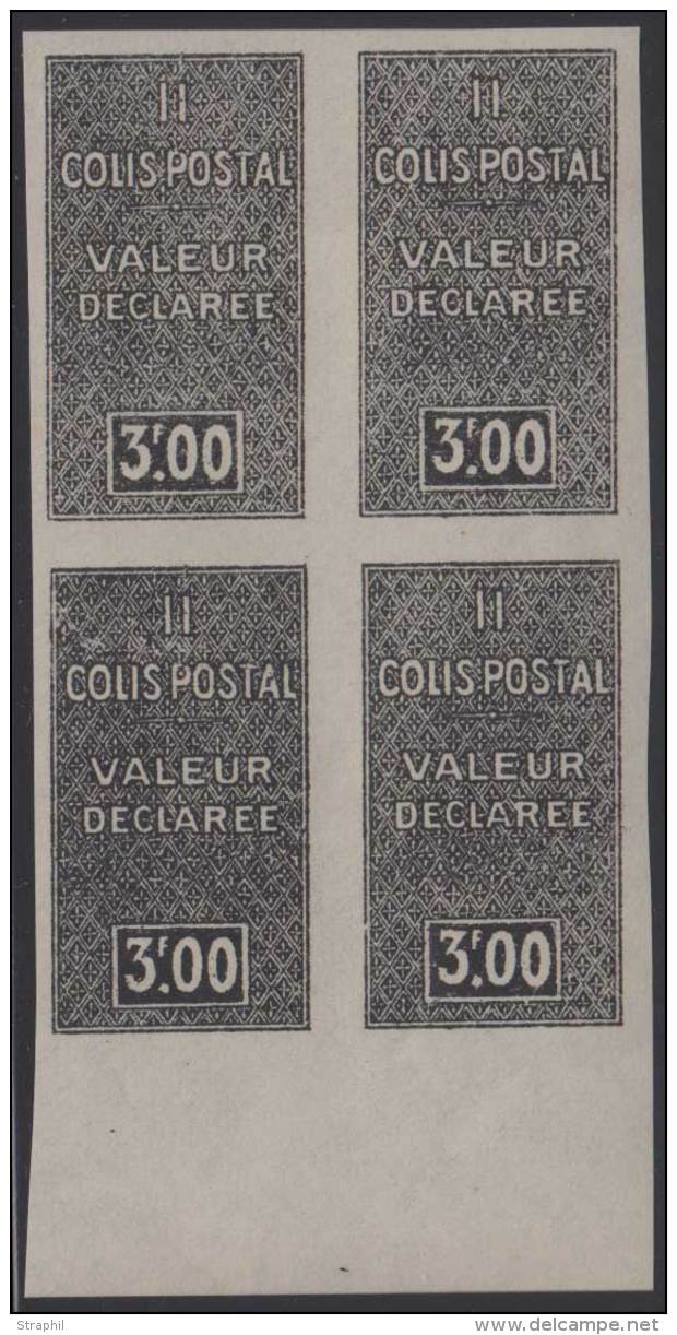 N°54a - 3F Noir - Bloc De 4 - BDF - TB - Colis Postaux