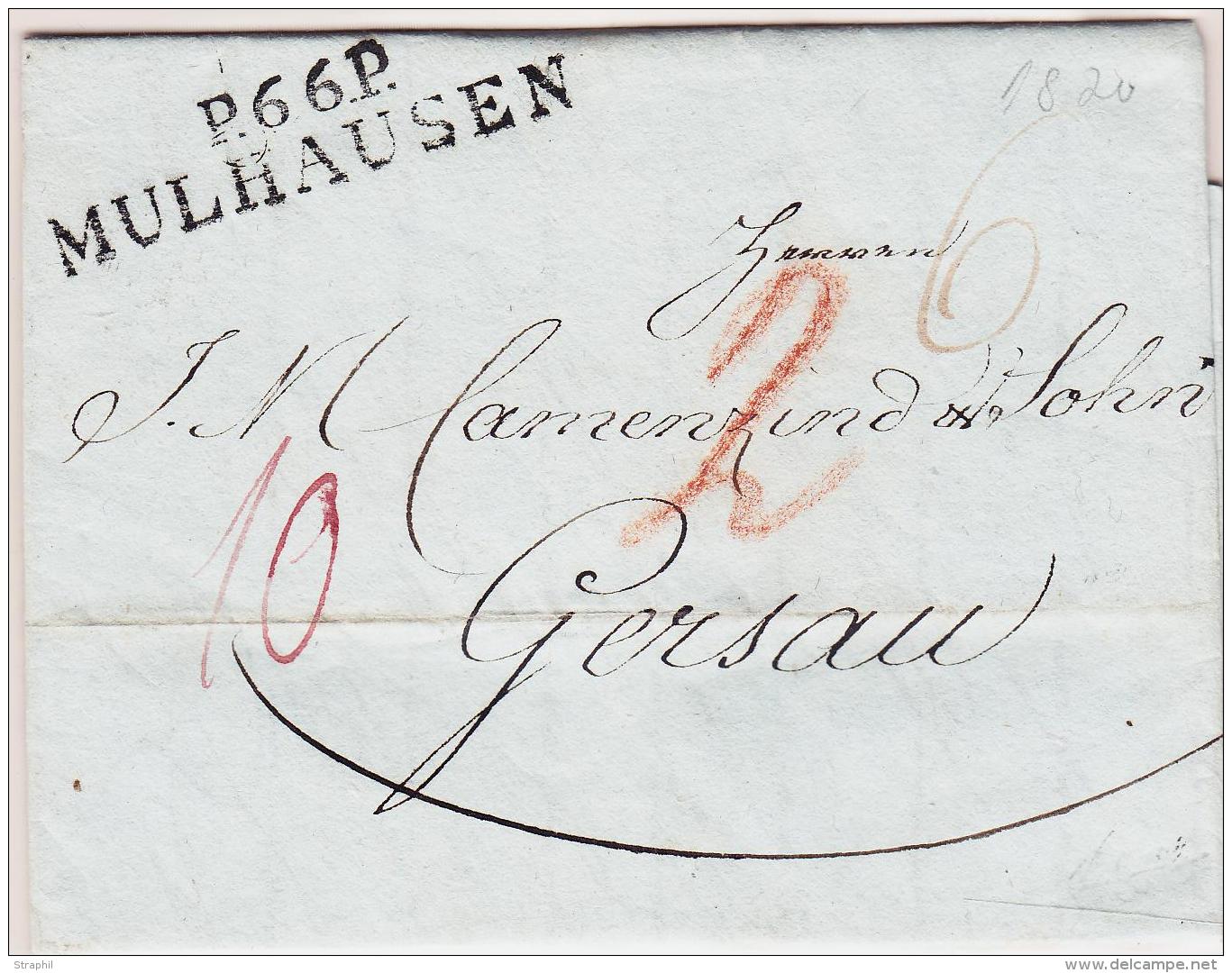 PORTS PAYES  P.66.P MULHAUSEN - 1820 - Pr Gersau - TB - Storia Postale