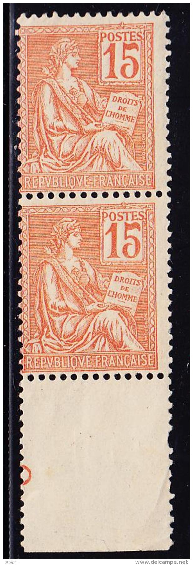 N°117 - Paire Verticale - BDF Inf. - Recto-verso Partiel S/1ex - TB - Unused Stamps