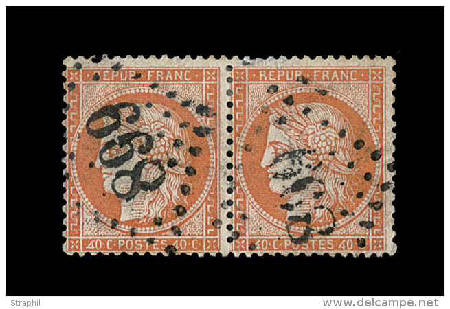 N°38f - 40c Orange - Paire De 4 Retouchés - Obl. GC 899 - 1 Ex Défx - L'autre TB - 1870 Siège De Paris