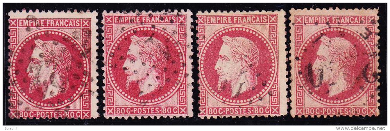 N°32 (x4) - Nuances - B/TB - 1863-1870 Napoléon III Con Laureles