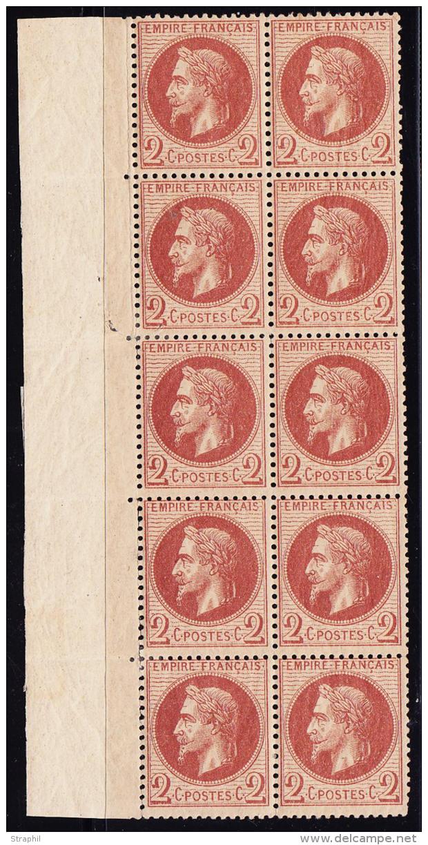 N°26 - Bloc De 10 - BDF - Maj. ** - TB - 1863-1870 Napoléon III Lauré