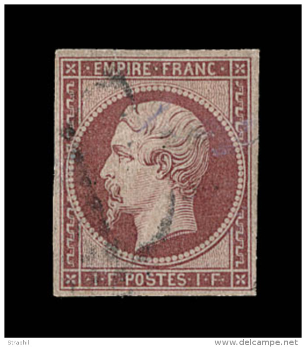 N°18 - 1F Carmin - Fente - Asp. TB - 1853-1860 Napoléon III