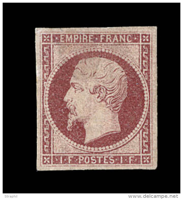 N°18 - 1F Carmin - Signé A. Brun - TB - 1853-1860 Napoleone III
