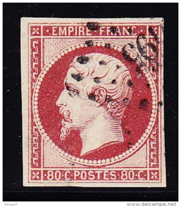 N°17Aa - Carmin Clair - 1 Point Clair - Effigie Dégagée - 1853-1860 Napoleone III