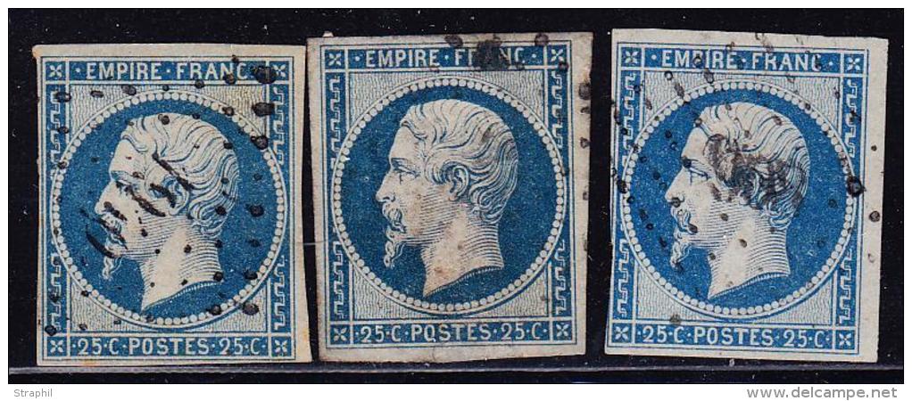 N°15 X 3 Ex - Avec Défts Divers - B - 1853-1860 Napoleone III