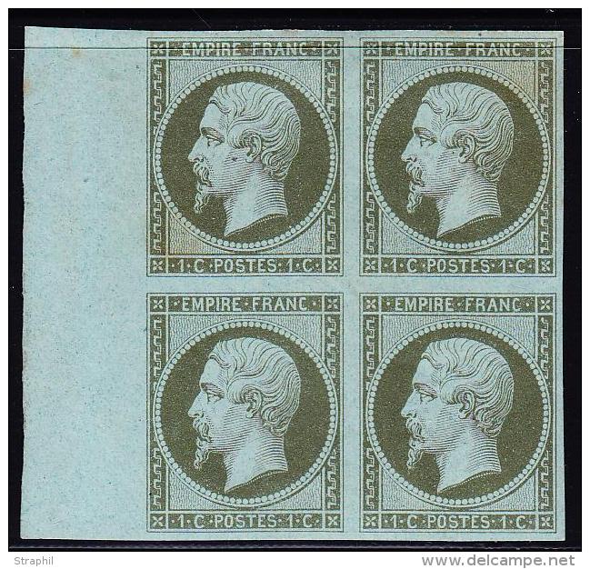 N°11 - Bloc De 4 - BDF (10mm) - Charnière Légère - TB - 1853-1860 Napoléon III