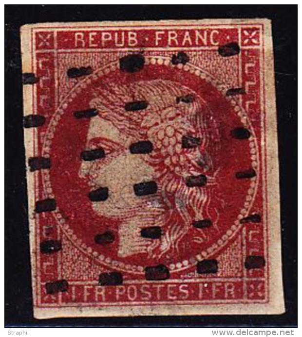 N°6A - 1F Rouge Brun - Obl. Gros Points - Replaqué - Asp. TB - 1849-1850 Cérès