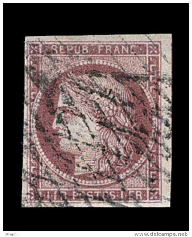 N°6 - 1F Carmin - Obl. Grille Sans Fin - Signé Calves - TB - 1849-1850 Cérès