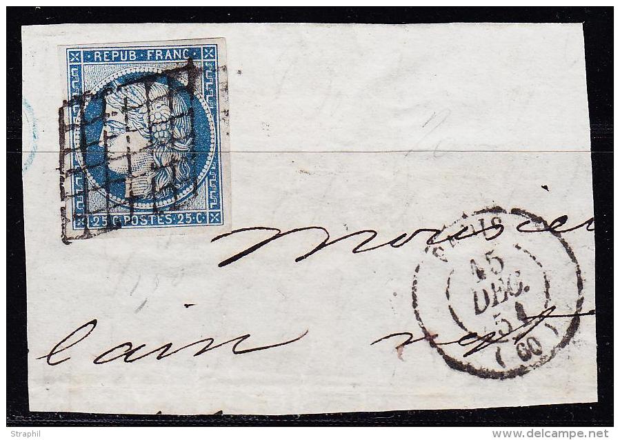 N°4 - Belles Marges - Obl. Grille + Càd Paris (60) 15 Dec 51 - TB - 1849-1850 Ceres