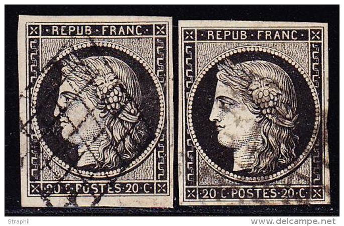 N°3a (x 2) - Noir S/blanc - TB - 1849-1850 Cérès