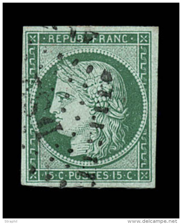 N°2b - 15c Vert Foncé - Signé Robineau/Calves - TB - 1849-1850 Cérès