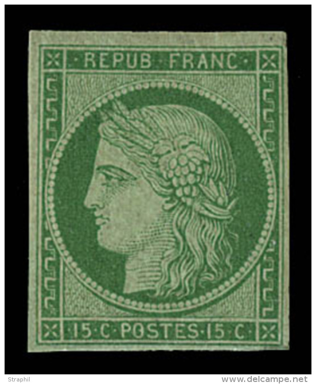 N°2a - 15c Vert Clair - Replaqué - Certif. Scheller - Asp. TB - 1849-1850 Ceres