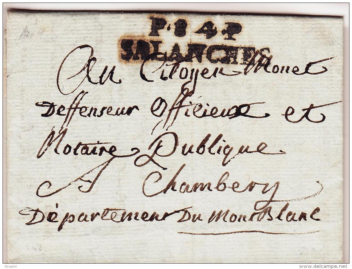 DEPARTEMENTS CONQUIS - P.84.P SALANCHES - An 4 - Pr Chambéry - TB - 1801-1848: Precursores XIX