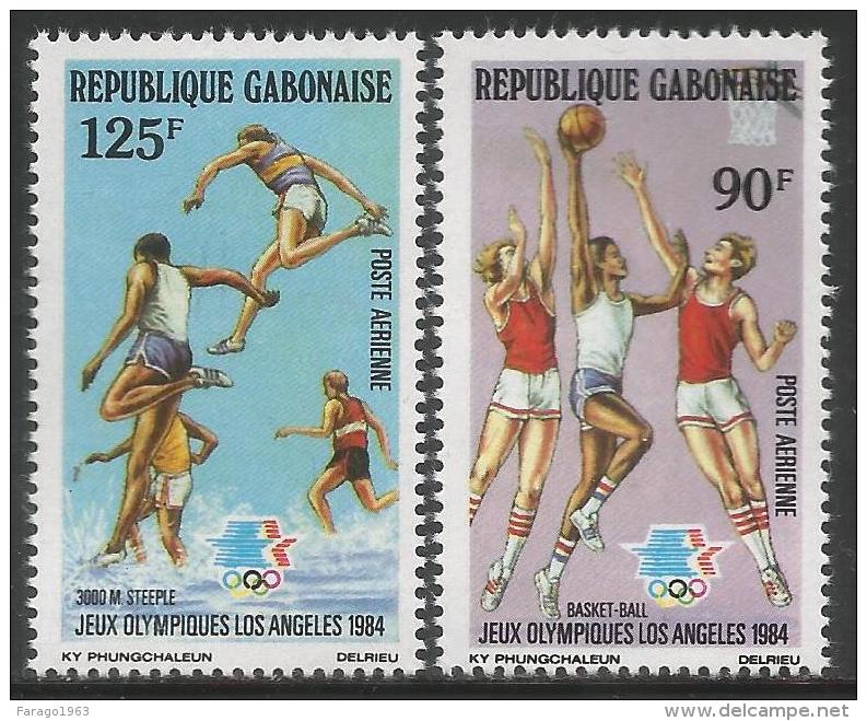 1984 Gabon Olympics Basketball Complete Set  Of 2 MNH - Gabun (1960-...)