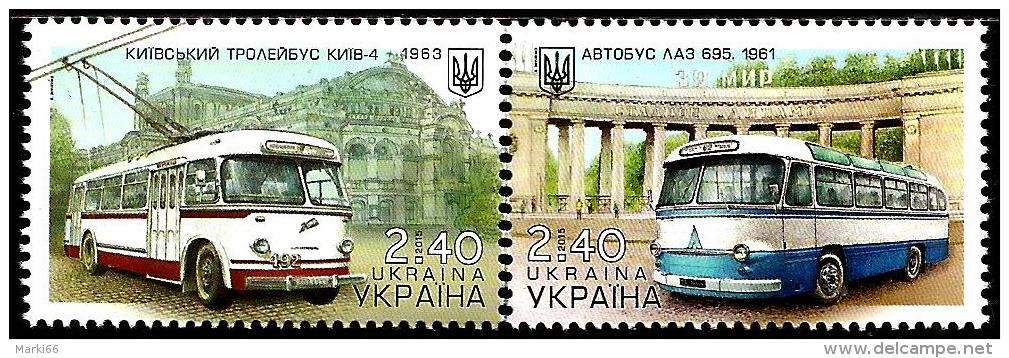 Ukraine - 2015 - Urban Transport - Kiev Trolleybus And Lviv Bus - Mint Stamp Set - Ukraine