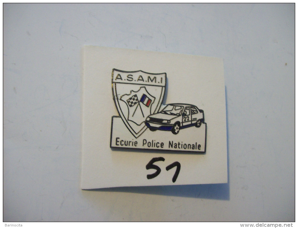 PIN´S - GENDARMERIE/ POLICE " POLICE NATIONALE Ecurie  A.S.A . M.I   "   ( 51 ) Voir Photo - Police