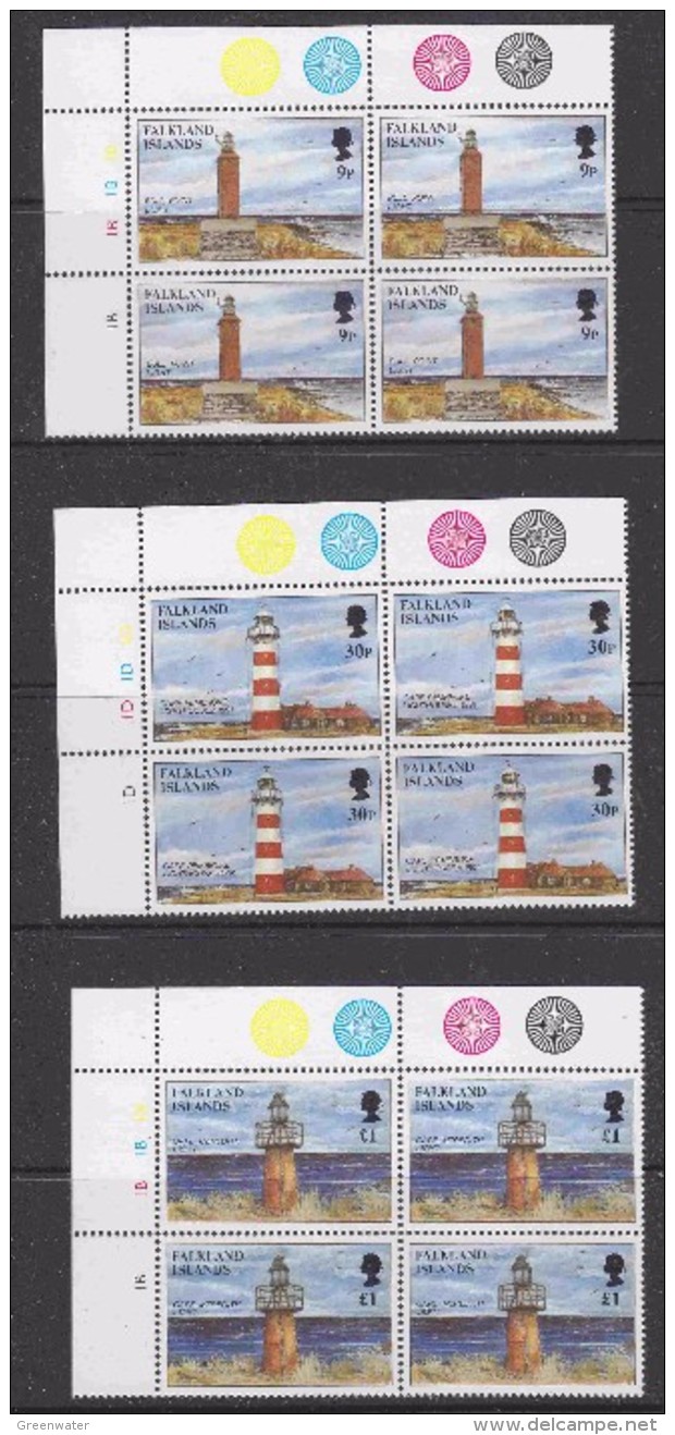 Falkland Islands 1997 Lighthouses 3v Bl Of 4 (corners) ** Mnh (33495) - Falklandeilanden