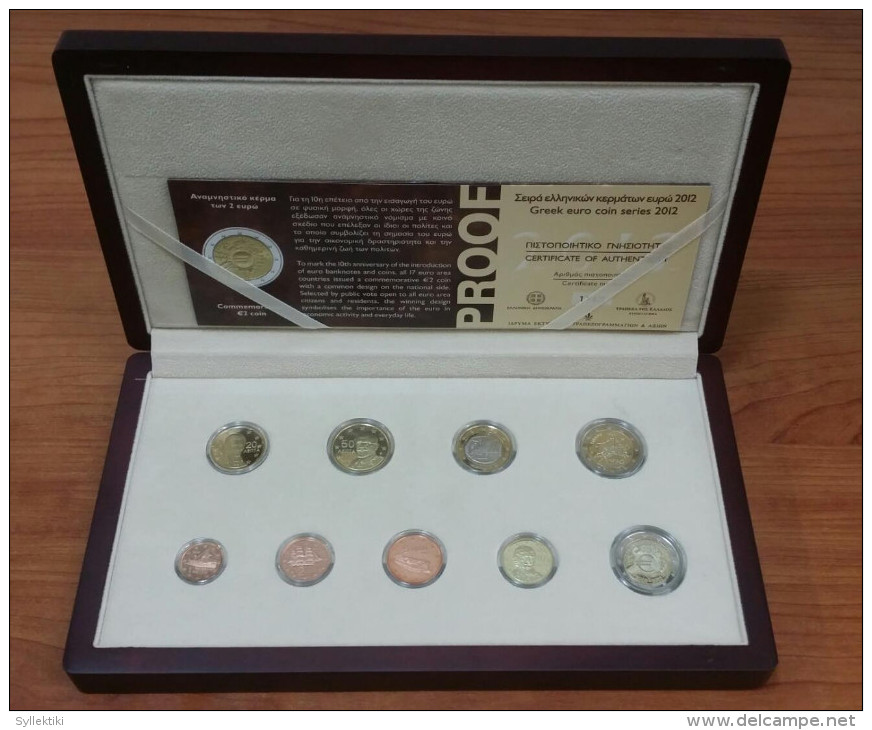 GREECE 2012 COMPLETE EURO COINS PROOF SET IN ORIGINAL BOX & CERTIFICATE - Griekenland