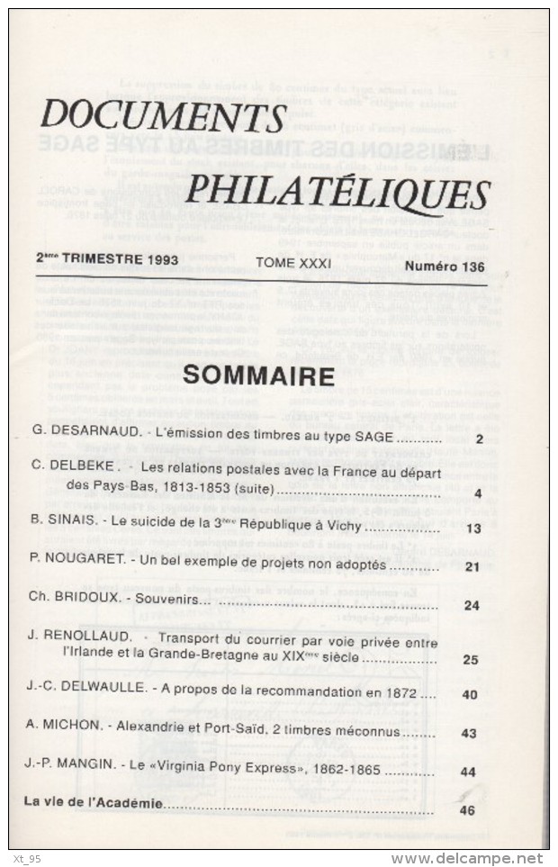 Documents Philateliques - Numero 136 - Voir Sommaire - Sonstige & Ohne Zuordnung