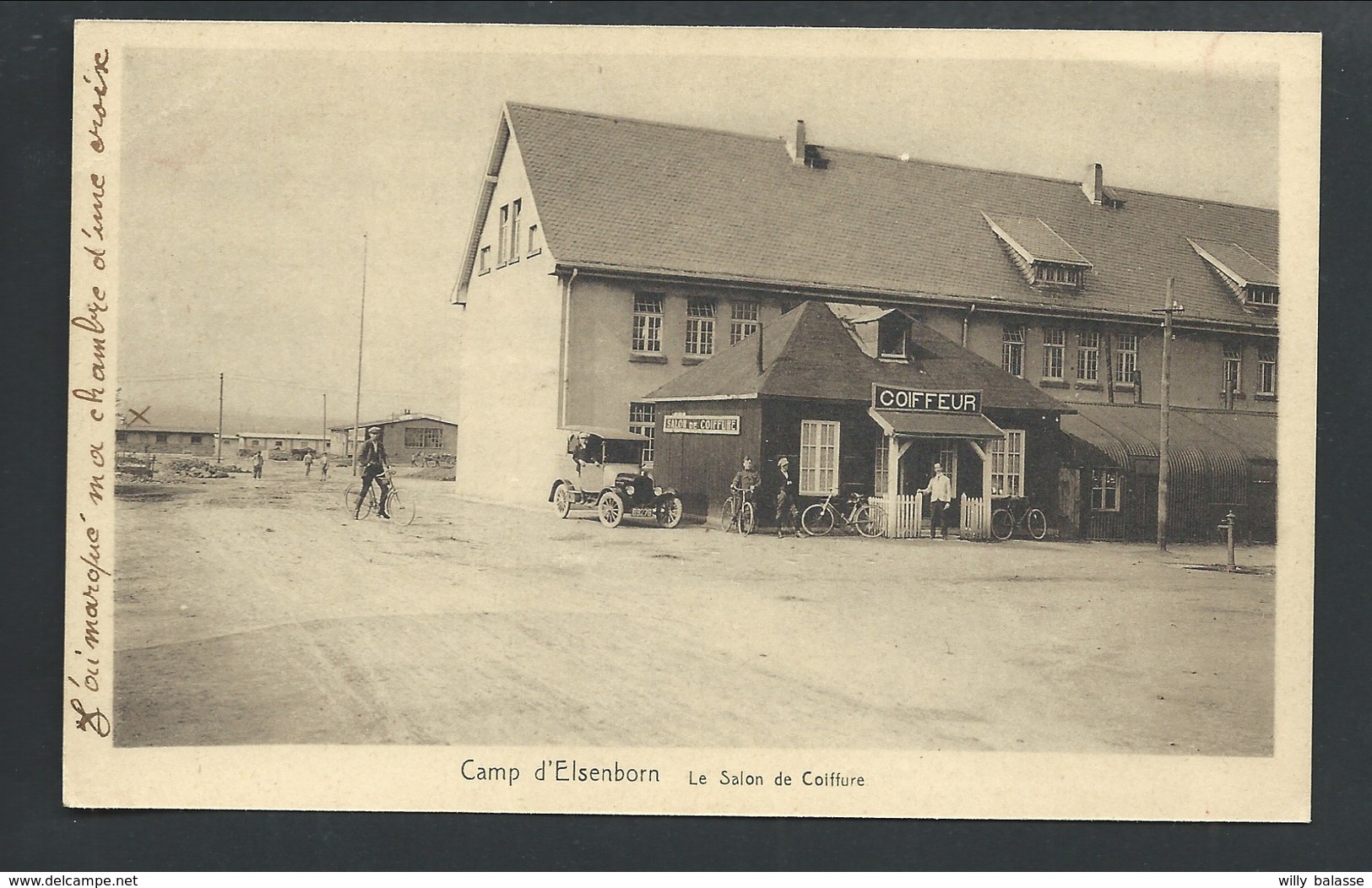 +++ CPA - CAMP D'ELSENBORN - Le Salon De Coiffure - Carte Animée - Vélo - Auto  // - Butgenbach - Buetgenbach