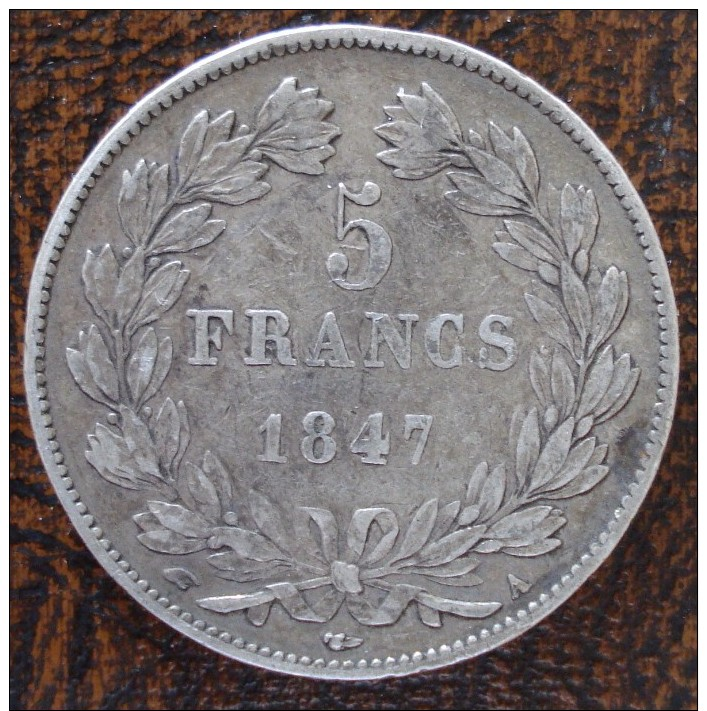 (J) FRANCE: Silver 5 Francs 1847A VF+ (3574)  SALE!!!! - Otros & Sin Clasificación